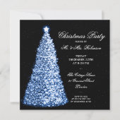 Elegant Blue KerstTree-feestdag Kaart (Voorkant)