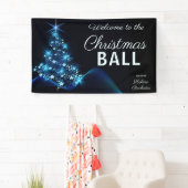 Elegant Blue KerstTree-feestdag Welkom Spandoek (Insitu)