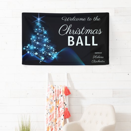 Elegant Blue KerstTree-feestdag Welkom Spandoek (Insitu)