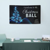 Elegant Blue KerstTree-feestdag Welkom Spandoek (Beurs)