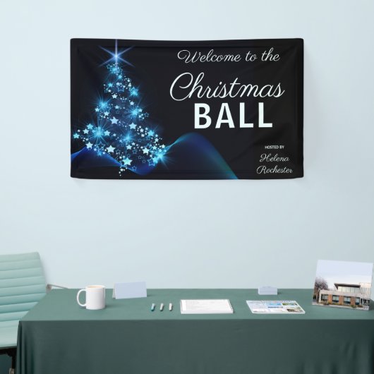 Elegant Blue KerstTree-feestdag Welkom Spandoek (Beurs)
