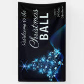 Elegant Blue KerstTree-feestdag Welkom Spandoek (Verticaal)