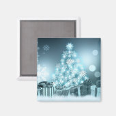 Elegant Blue KerstTree Holiday Giften Magneet (Voorkant / Achterkant)