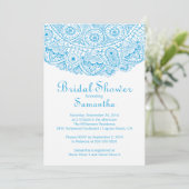 Elegant Blue Lace Bridal Shower Kaart (Staand voorkant)