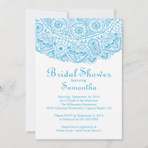 Elegant Blue Lace Bridal Shower Kaart