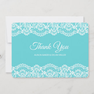 Elegant Blue Lace Thank You Card Bedankkaart