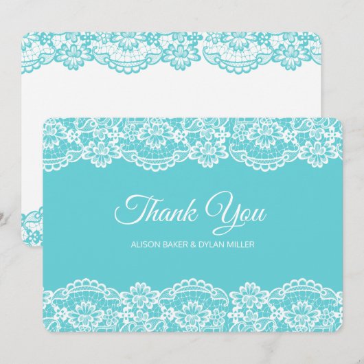 Elegant Blue Lace Thank You Card Bedankkaart (Voorkant / Achterkant)