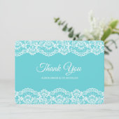 Elegant Blue Lace Thank You Card Bedankkaart (Staand voorkant)