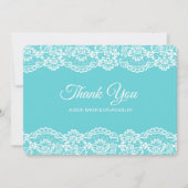 Elegant Blue Lace Thank You Card Bedankkaart (Voorkant)
