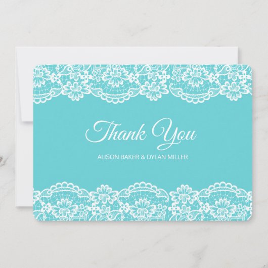 Elegant Blue Lace Thank You Card Bedankkaart (Voorkant)