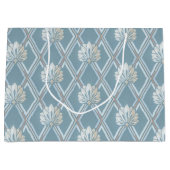 Elegant Blue Lattice Ivory Feather Fans Patroon Groot Cadeauzakje (Voorkant)