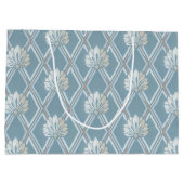 Elegant Blue Lattice Ivory Feather Fans Patroon Groot Cadeauzakje (Achterkant)