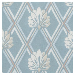 Elegant Blue Lattice Ivory Feather Fans Patroon Stof