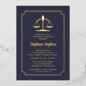 Elegant Blue Law Attorney Graduparty Folie Uitnodiging (Voorkant)
