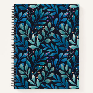 Elegant Blue Leaf Notitieboek
