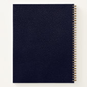 Elegant Blue Leather Gold Initiaal Notitieboek (Achterkant)