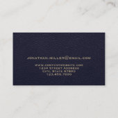 Elegant Blue Leather Luxury Gold Initiaal Logo Visitekaartje (Achterkant)
