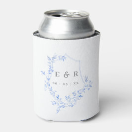 Elegant Blue Leaves Crest Wedding Monogram Blikjeskoeler