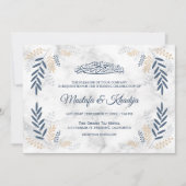 Elegant Blue Leaves Marble Islamic Muslim Weduwen Kaart (Voorkant)