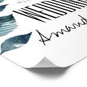 Elegant Blue Leaves Welcome to the Wedding Sign Poster (Hoek)