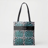 Elegant Blue Leopard Animal Print op maat gemaakt Tote Bag (Voorkant)