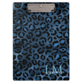 Elegant Blue Leopard Personalized Clipboard Klembord (Voorkant)