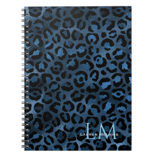 Elegant Blue Leopard Personalized Notebook Notitieboek