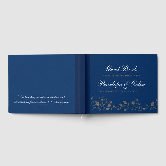 Elegant Blue Library bruiloft gastenboek (Volledig)