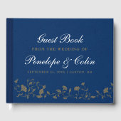 Elegant  Blue Library bruiloft gastenboek (Voorkant)