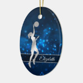 Elegant Blue Lights Glitter Basketball Player Keramisch Ornament (Links)