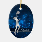 Elegant Blue Lights Glitter Basketball Player Keramisch Ornament (Voorkant)