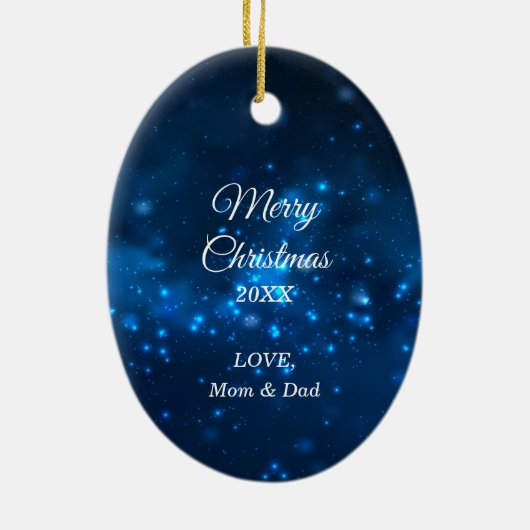 Elegant Blue Lights Glitter Basketball Player Keramisch Ornament (Achterkant)