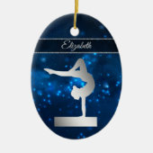 Elegant Blue Lights Silver Balance Beam Gymnast Keramisch Ornament (Voorkant)
