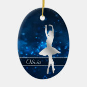 Elegant Blue Lights Silver Ballerina Keramisch Ornament (Voorkant)