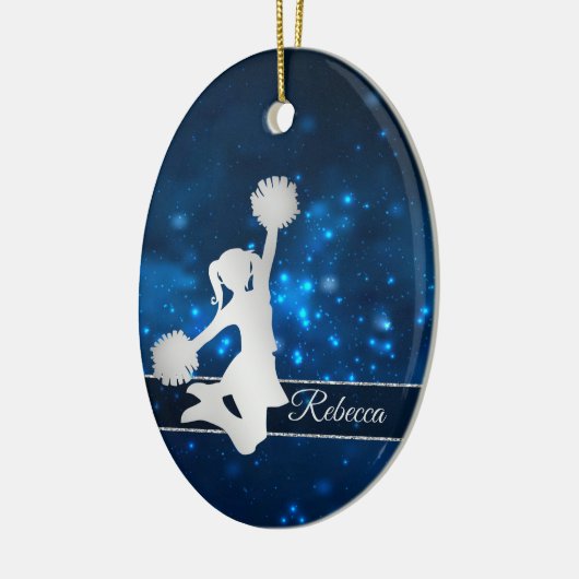 Elegant Blue Lights Silver Cheer Leader Keramisch Ornament (Links)