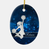 Elegant Blue Lights Silver Cheer Leader Keramisch Ornament (Voorkant)