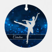 Elegant Blue Lights Silver Dancer Metalen Ornament (Voorkant)