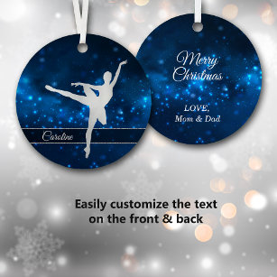 Elegant Blue Lights Silver Dancer Metalen Ornament