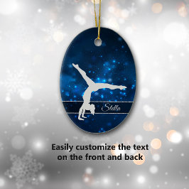 Elegant Blue Lights Silver Gymnast Keramisch Ornament