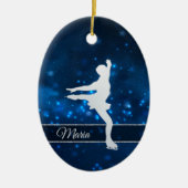 Elegant Blue Lights Silver Ice Skater Keramisch Ornament (Voorkant)