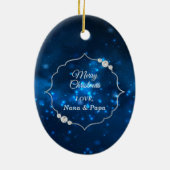 Elegant Blue Lights Silver Ice Skater Keramisch Ornament (Achterkant)