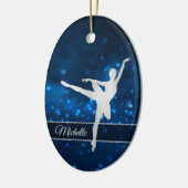 Elegant Blue Lights Silver Silhouette Dancer Keramisch Ornament (Links)