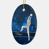 Elegant Blue Lights Silver Volleyball Player Keramisch Ornament (Links)