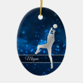Elegant Blue Lights Silver Volleyball Player Keramisch Ornament (Voorkant)