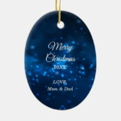 Elegant Blue Lights Silver Vrouw Tennis Player Keramisch Ornament (Achterkant)