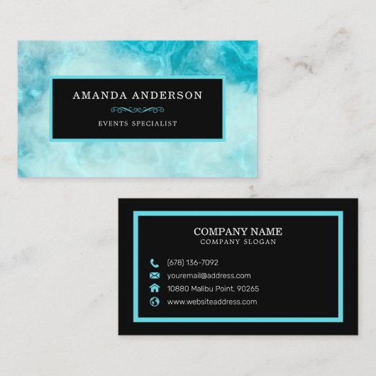 Elegant Blue Lijst op Blue Marble | VISITEKAARTJE (Voorkant / Achterkant)