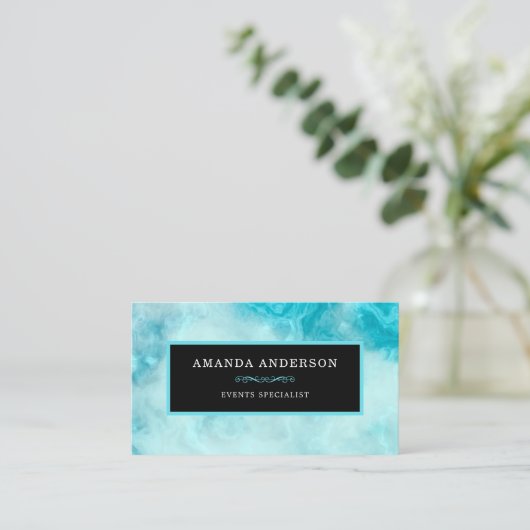 Elegant Blue Lijst op Blue Marble | VISITEKAARTJE (Staand voorkant)