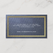Elegant Blue Linen Gold Foil Border Consultant Visitekaartje (Achterkant)