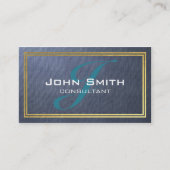 Elegant Blue Linen Gold Foil Border Consultant Visitekaartje (Voorkant)