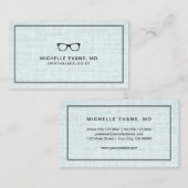 Elegant Blue Linen Ophthalmologist Professional Visitekaartje (Voorkant / Achterkant)